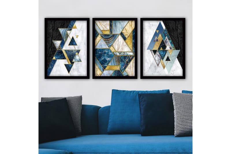 Koristeellinen Kehystetty Maalaus 3-os 35x45 cm - Monivärinen - Sisustustuotteet - Taulu & taide - Canvas-taulu