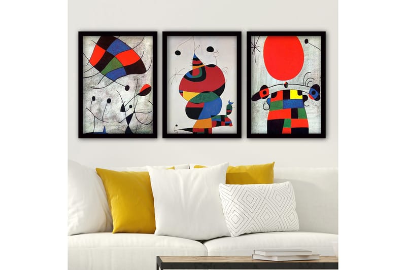 Koristeellinen Kehystetty Maalaus 3-os 35x45 cm - Monivärinen - Sisustustuotteet - Taulu & taide - Canvas-taulu