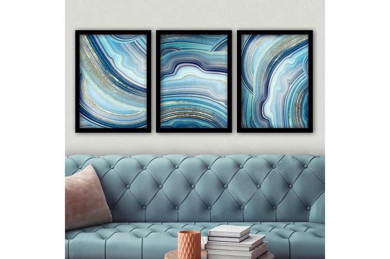 Koristeellinen Kehystetty Maalaus 3-os 35x45 cm - Monivärinen - Sisustustuotteet - Taulu & taide - Canvas-taulu