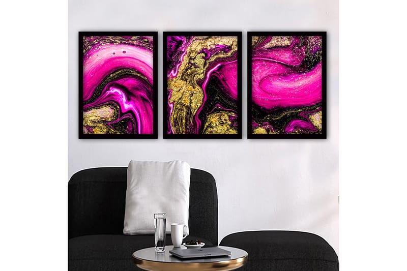 Koristeellinen Kehystetty Maalaus 3-os 35x45 cm - Monivärinen - Sisustustuotteet - Taulu & taide - Canvas-taulu