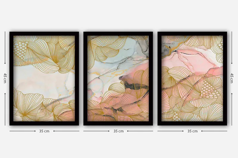 Koristeellinen Kehystetty Maalaus 3-os 35x45 cm - Monivärinen - Sisustustuotteet - Taulu & taide - Canvas-taulu