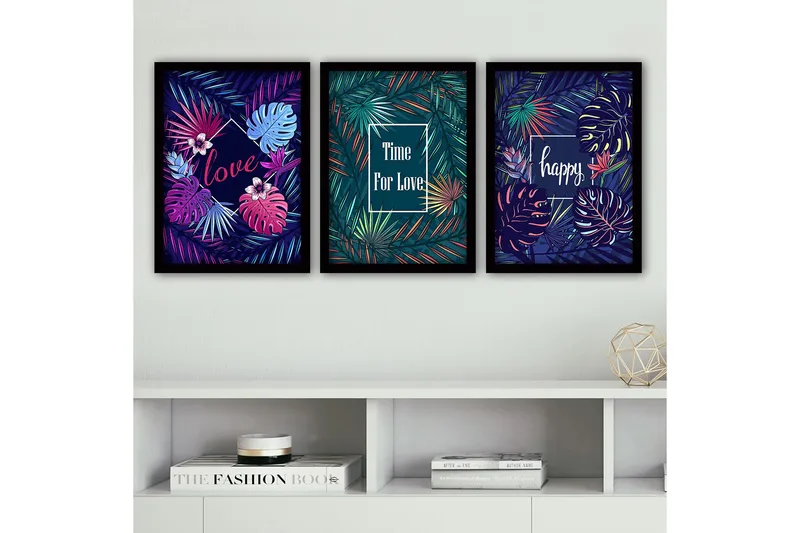 Koristeellinen Kehystetty Maalaus 3-os 35x45 cm, Monivärinen