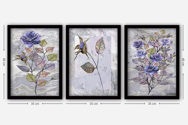 Koristeellinen Kehystetty Maalaus 3-os 35x45 cm - Monivärinen - Sisustustuotteet - Taulu & taide - Canvas-taulu