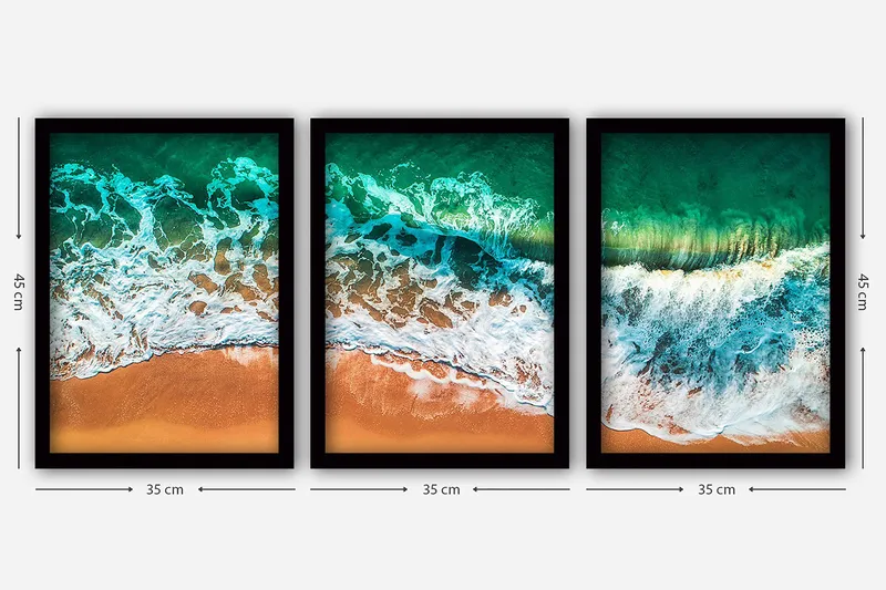 Koristeellinen Kehystetty Maalaus 3-os 35x45 cm - Monivärinen - Sisustustuotteet - Taulu & taide - Canvas-taulu