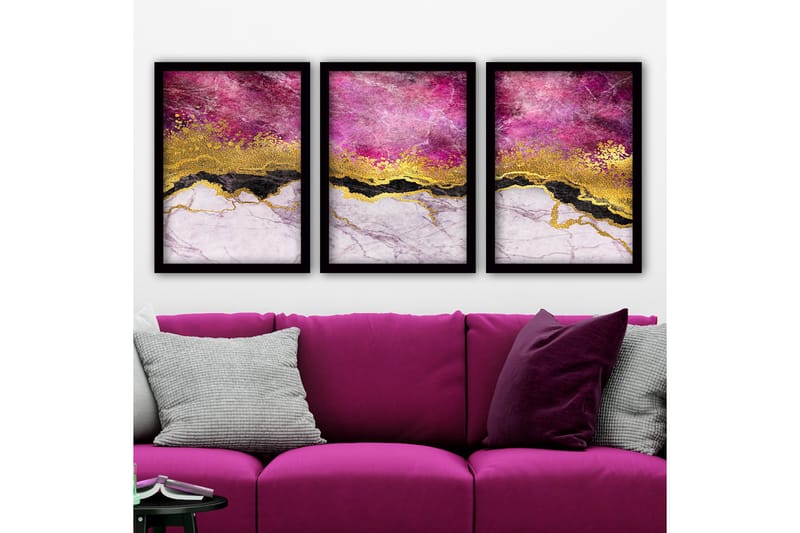 Koristeellinen Kehystetty Maalaus 3-os 35x45 cm, Monivärinen