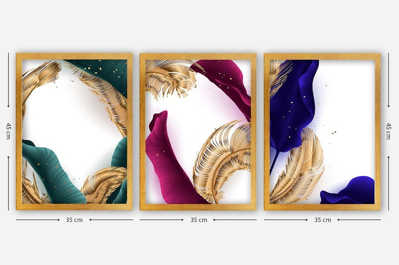 Koristeellinen Kehystetty Maalaus 3-os 35x45 cm - Monivärinen - Sisustustuotteet - Taulu & taide - Canvas-taulu