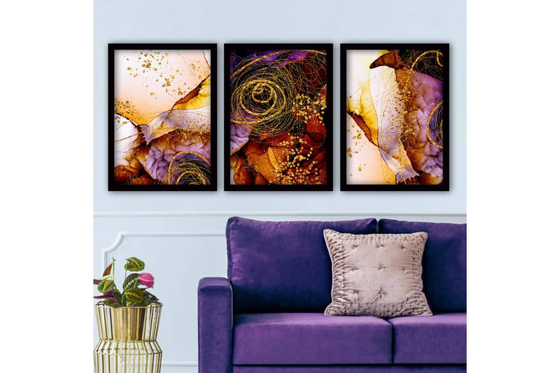 Koristeellinen Kehystetty Maalaus 3-os 35x45 cm, Monivärinen