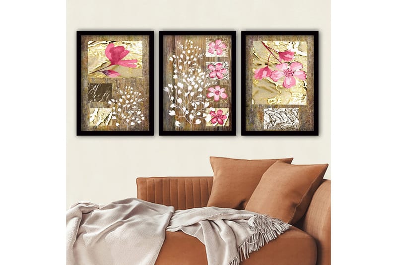 Koristeellinen Kehystetty Maalaus 3-os 35x45 cm, Monivärinen