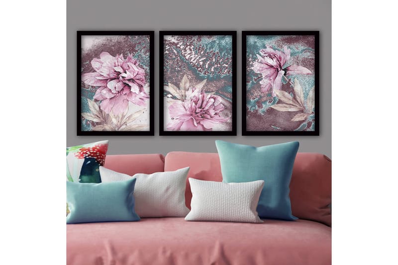 Koristeellinen Kehystetty Maalaus 3-os 35x45 cm, Monivärinen