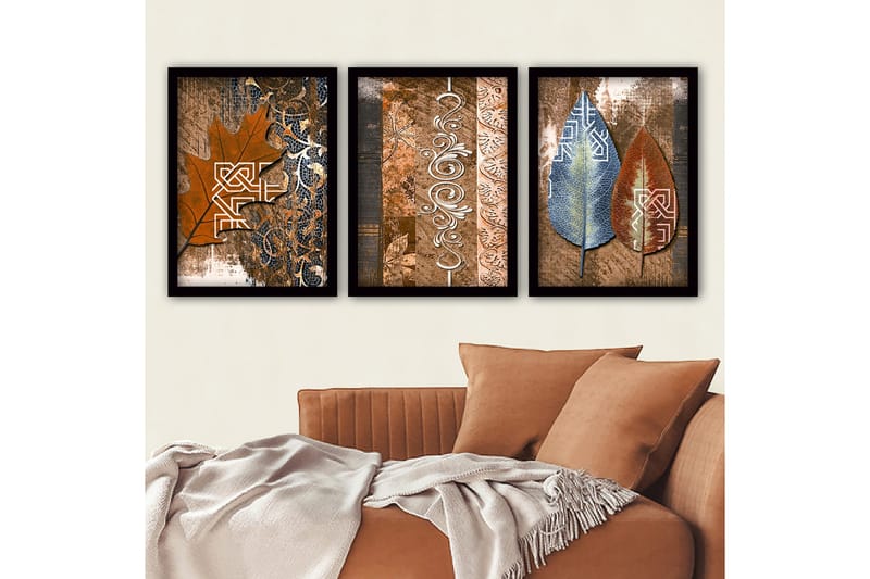 Koristeellinen Kehystetty Maalaus 3-os 35x45 cm, Monivärinen