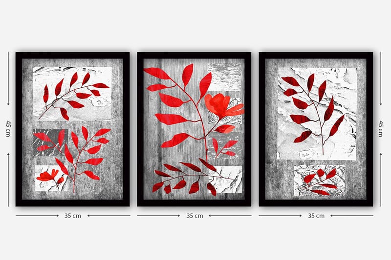 Koristeellinen Kehystetty Maalaus 3-os 35x45 cm - Monivärinen - Sisustustuotteet - Taulu & taide - Canvas-taulu