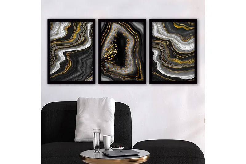 Koristeellinen Kehystetty Maalaus 3-os 35x45 cm, Monivärinen