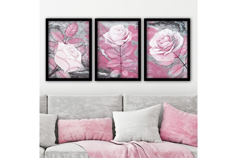 Koristeellinen Kehystetty Maalaus 3-os 35x45 cm, Monivärinen