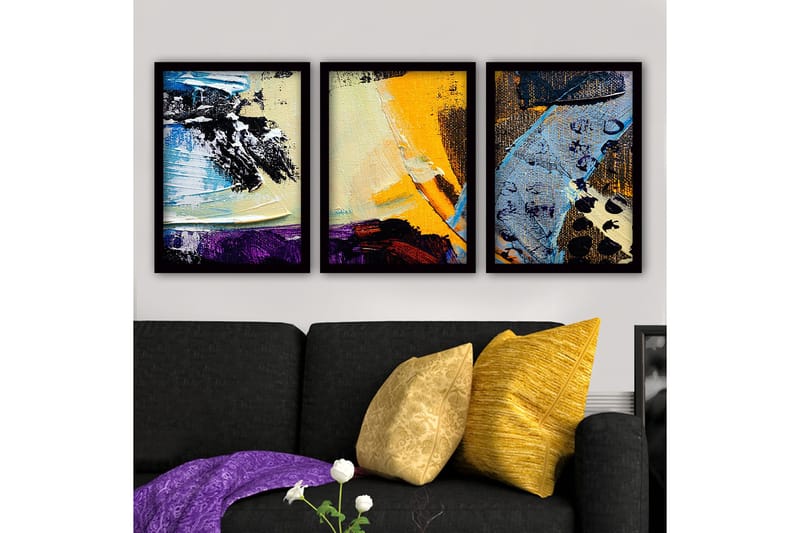 Koristeellinen Kehystetty Maalaus 3-os 35x45 cm, Monivärinen