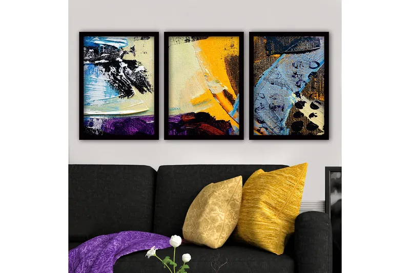 Koristeellinen Kehystetty Maalaus 3-os 35x45 cm, Monivärinen