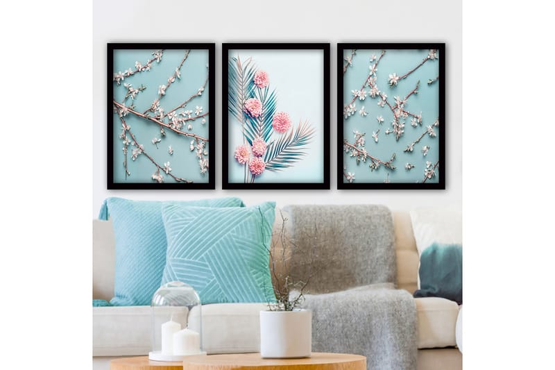 Koristeellinen Kehystetty Maalaus 3-os 35x45 cm, Monivärinen