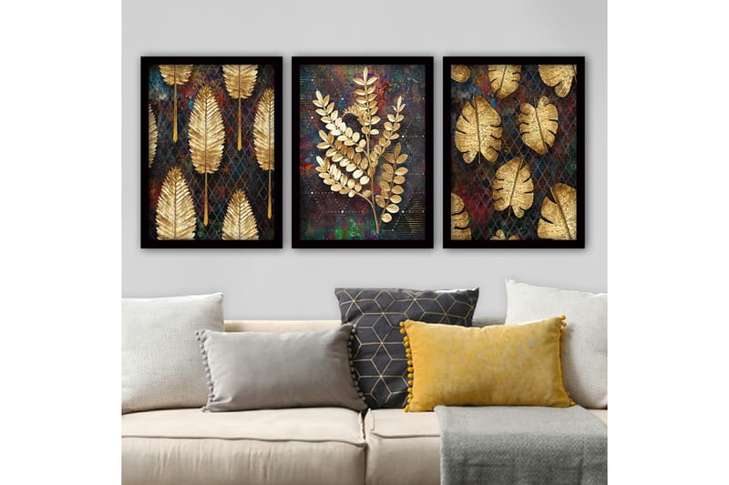 Koristeellinen Kehystetty Maalaus 3-os 35x45 cm, Monivärinen