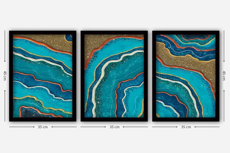 Koristeellinen Kehystetty Maalaus 3-os 35x45 cm - Monivärinen - Sisustustuotteet - Taulu & taide - Canvas-taulu