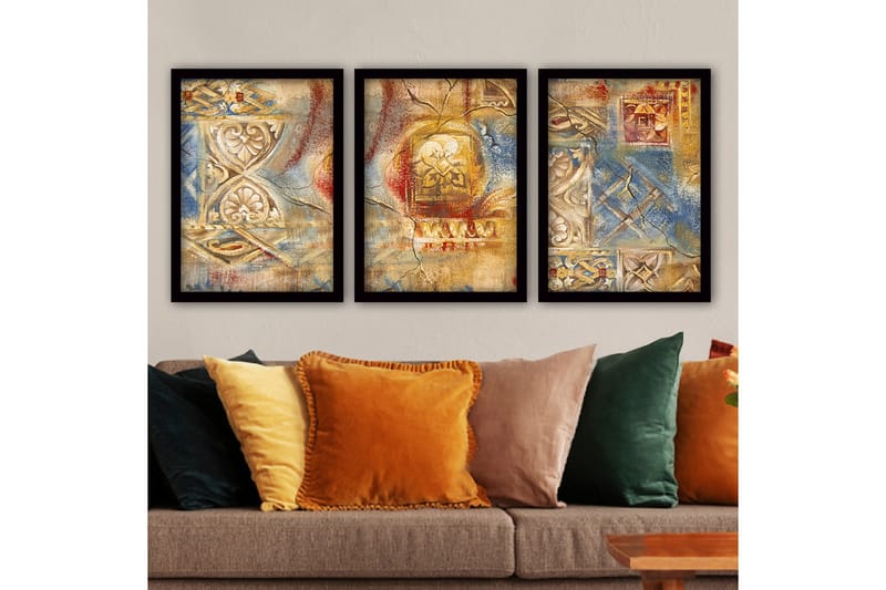 Koristeellinen Kehystetty Maalaus 3-os 35x45 cm, Monivärinen