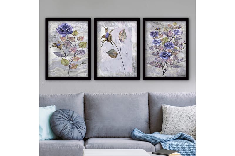 Koristeellinen Kehystetty Maalaus 3-os 35x45 cm, Monivärinen