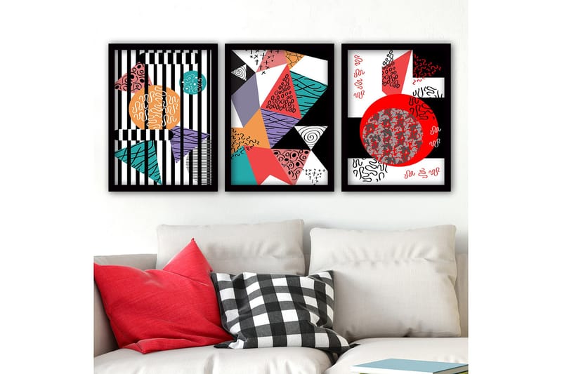 Koristeellinen Kehystetty Maalaus 3-os 35x45 cm, Monivärinen