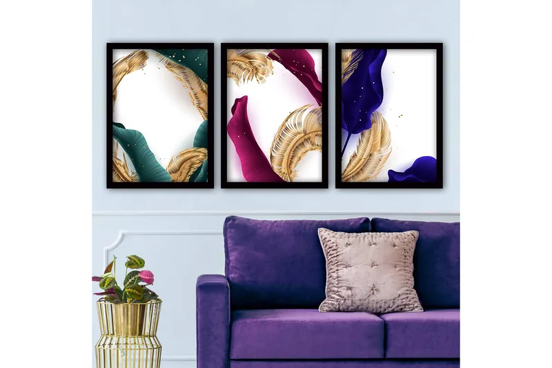 Koristeellinen Kehystetty Maalaus 3-os 35x45 cm, Monivärinen