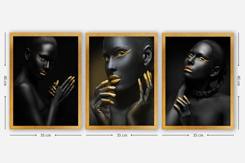 Koristeellinen Kehystetty Maalaus 3-os 35x45 cm - Monivärinen - Sisustustuotteet - Taulu & taide - Canvas-taulu