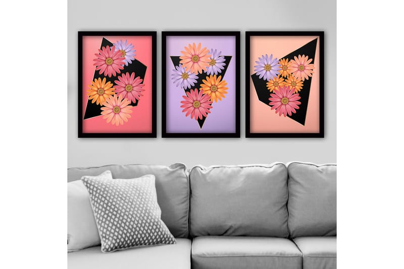 Koristeellinen Kehystetty Maalaus 3-os 35x45 cm, Monivärinen