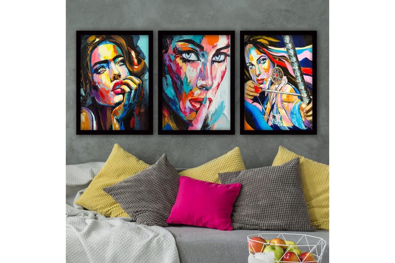 Koristeellinen Kehystetty Maalaus 3-os 35x45 cm, Monivärinen