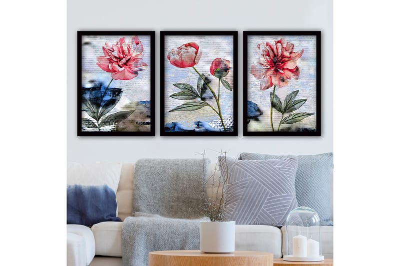 Koristeellinen Kehystetty Maalaus 3-os 35x45 cm, Monivärinen