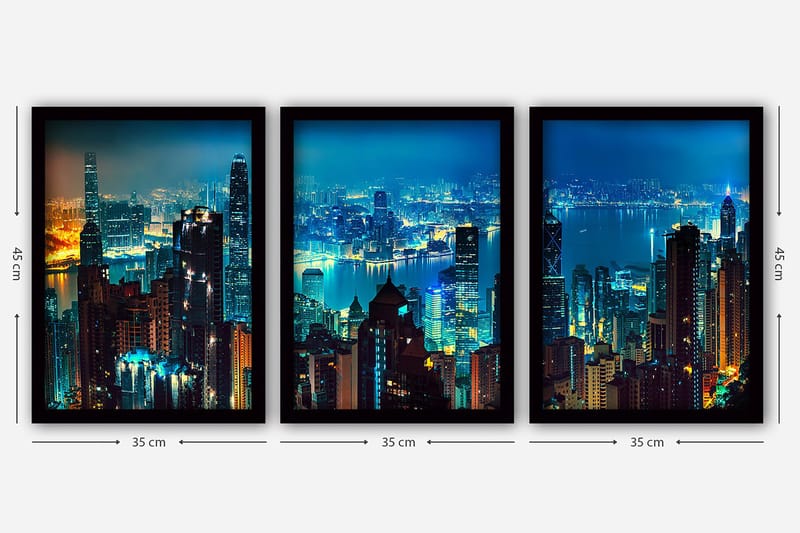 Koristeellinen Kehystetty Maalaus 3-os 35x45 cm - Monivärinen - Sisustustuotteet - Taulu & taide - Canvas-taulu