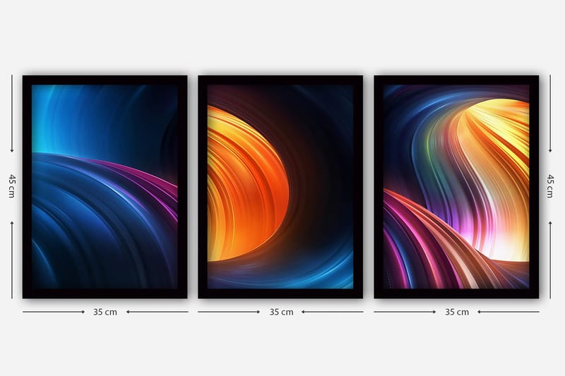 Koristeellinen Kehystetty Maalaus 3-os 35x45 cm - Monivärinen - Sisustustuotteet - Taulu & taide - Canvas-taulu