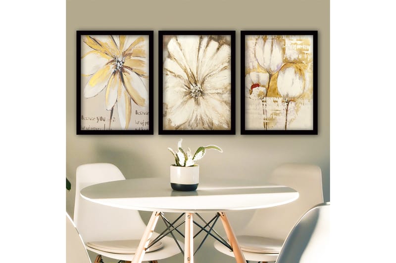 Koristeellinen Kehystetty Maalaus 3-os 35x45 cm - Monivärinen - Sisustustuotteet - Taulu & taide - Canvas-taulu