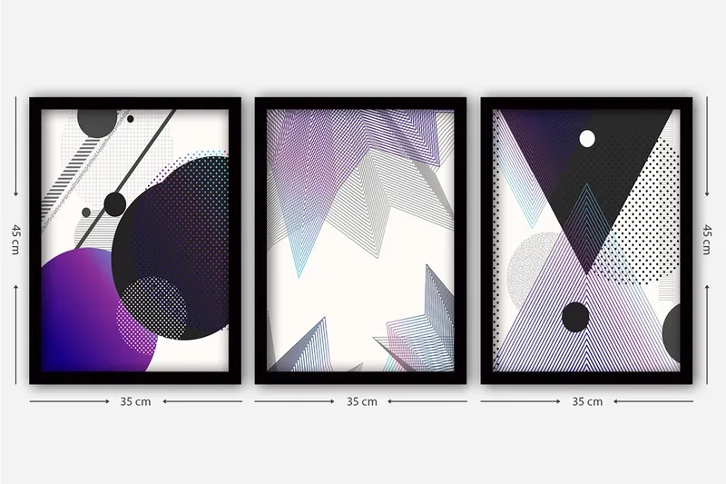 Koristeellinen Kehystetty Maalaus 3-os 35x45 cm - Monivärinen - Sisustustuotteet - Taulu & taide - Canvas-taulu