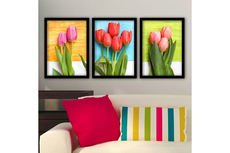 Koristeellinen Kehystetty Maalaus 3-os 35x45 cm, Monivärinen