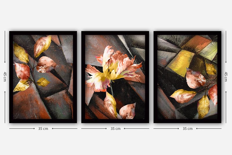 Koristeellinen Kehystetty Maalaus 3-os 35x45 cm - Monivärinen - Sisustustuotteet - Taulu & taide - Canvas-taulu