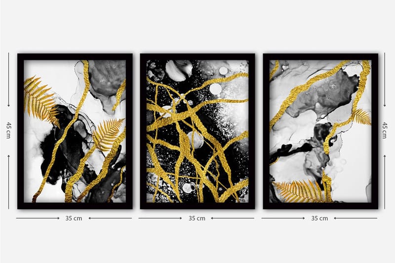 Koristeellinen Kehystetty Maalaus 3-os 35x45 cm - Monivärinen - Sisustustuotteet - Taulu & taide - Canvas-taulu