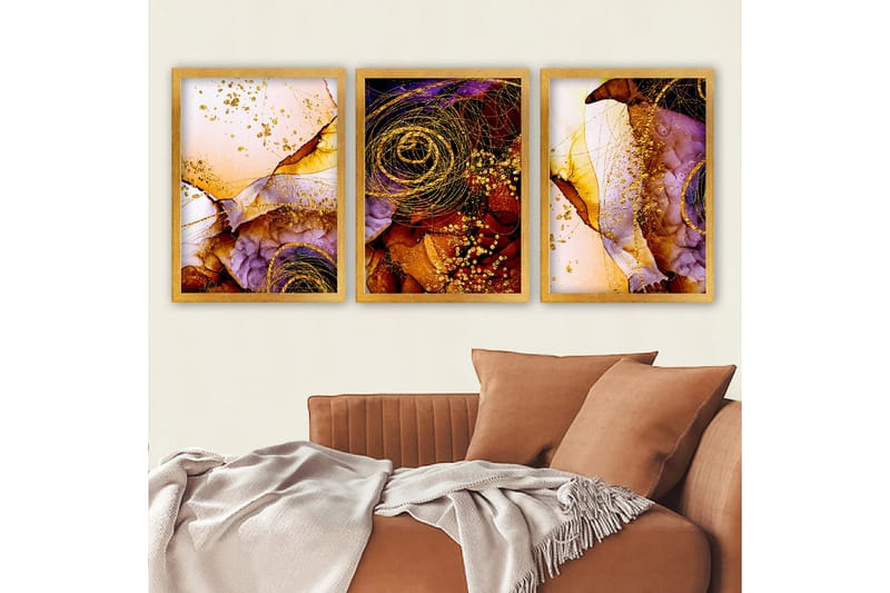 Koristeellinen Kehystetty Maalaus 3-os 35x45 cm, Monivärinen