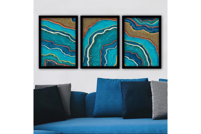 Koristeellinen Kehystetty Maalaus 3-os 35x45 cm, Monivärinen