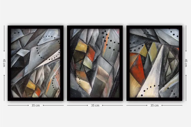 Koristeellinen Kehystetty Maalaus 3-os 35x45 cm - Monivärinen - Sisustustuotteet - Taulu & taide - Canvas-taulu