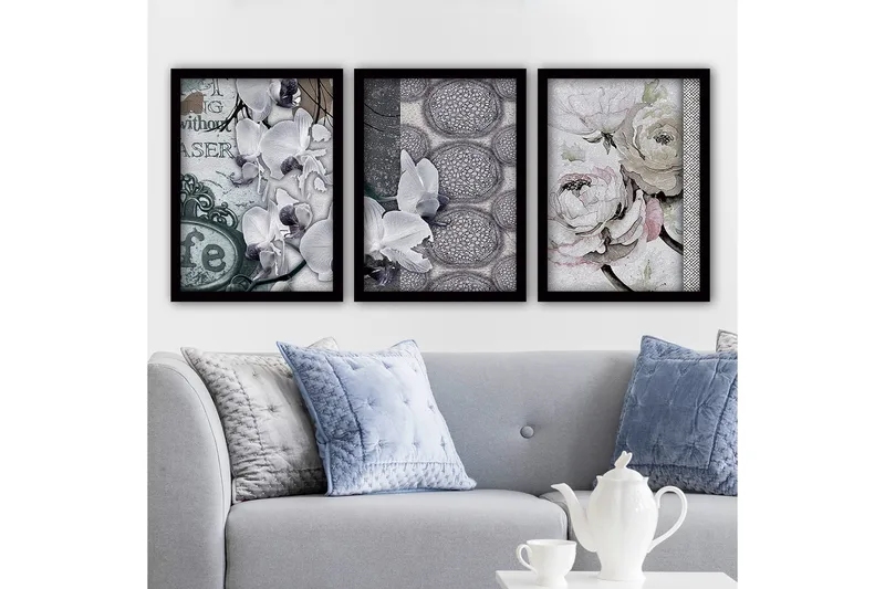 Koristeellinen Kehystetty Maalaus 3-os 35x45 cm, Monivärinen