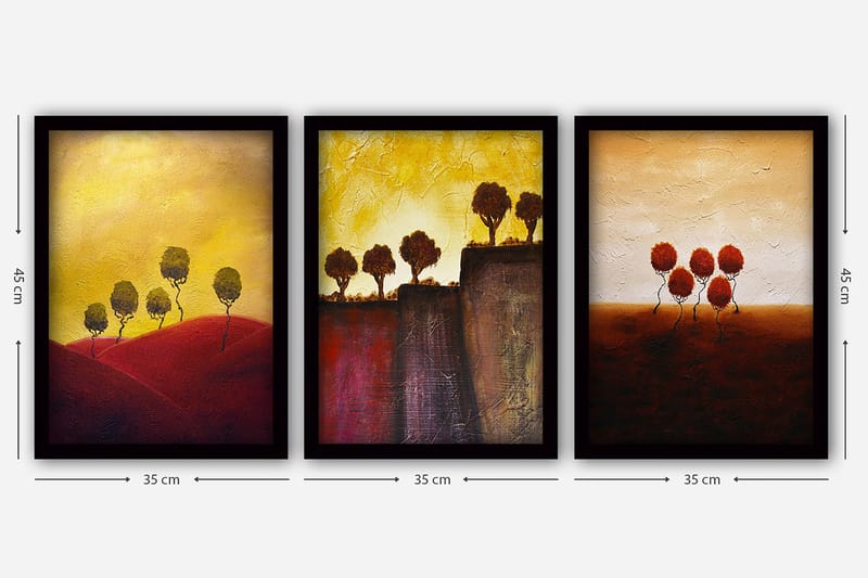 Koristeellinen Kehystetty Maalaus 3-os 35x45 cm - Monivärinen - Sisustustuotteet - Taulu & taide - Canvas-taulu