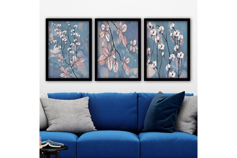 Koristeellinen Kehystetty Maalaus 3-os 35x45 cm, Monivärinen