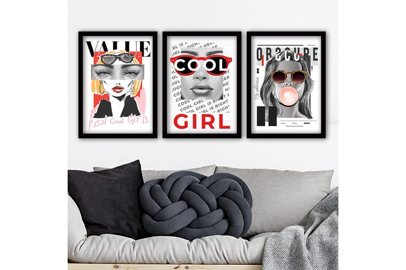 Koristeellinen Kehystetty Maalaus 3-os 35x45 cm, Monivärinen