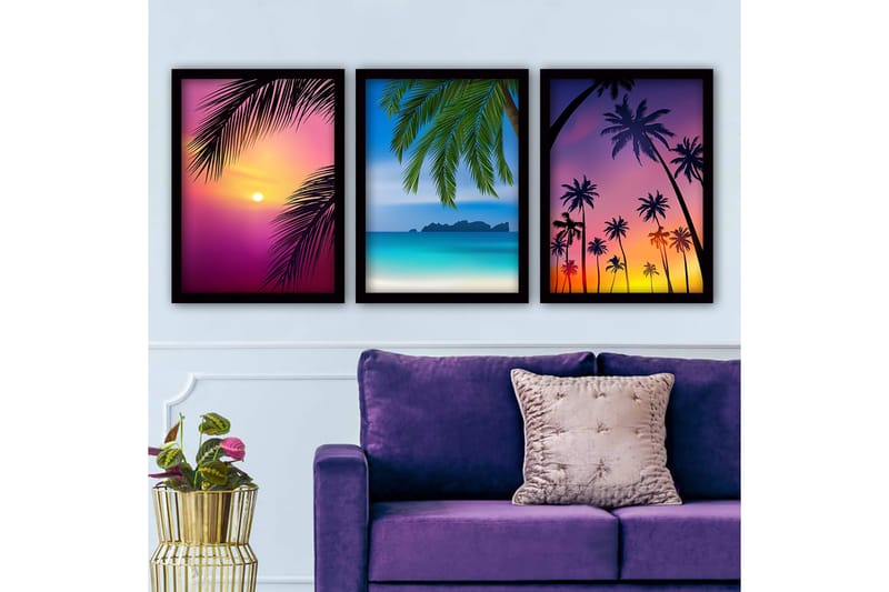 Koristeellinen Kehystetty Maalaus 3-os 35x45 cm, Monivärinen