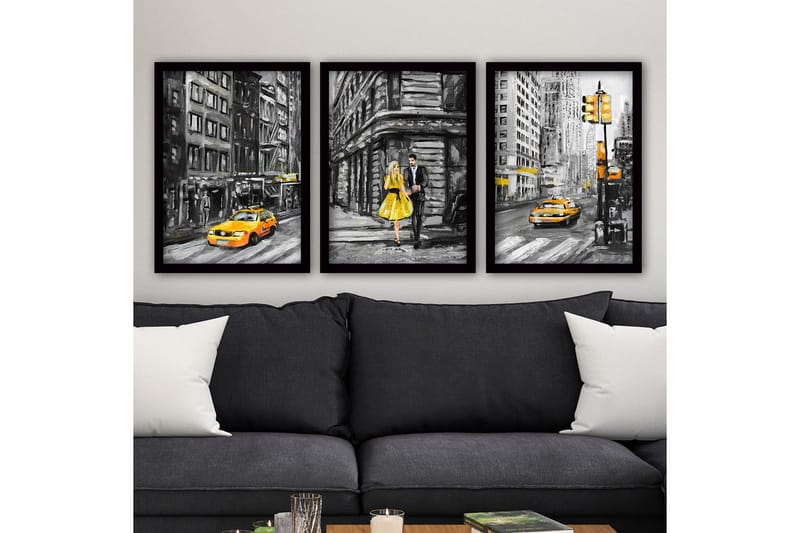 Koristeellinen Kehystetty Maalaus 3-os 35x45 cm, Monivärinen