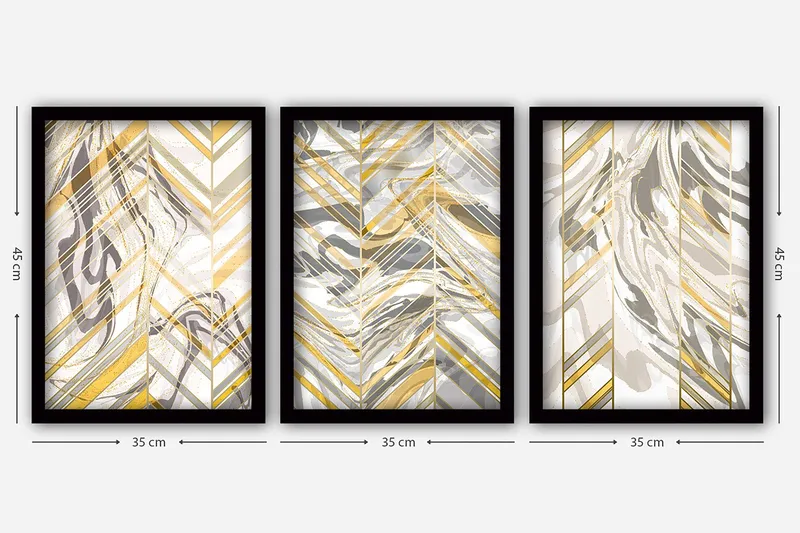 Koristeellinen Kehystetty Maalaus 3-os 35x45 cm - Monivärinen - Sisustustuotteet - Taulu & taide - Canvas-taulu