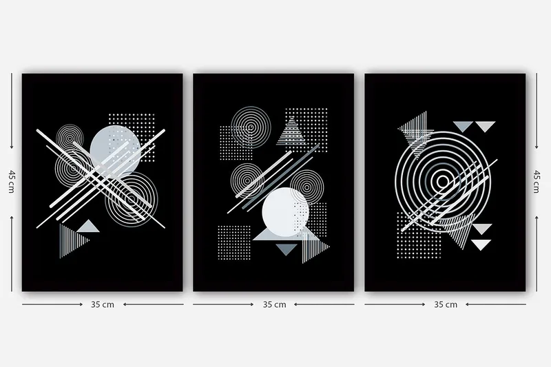 Koristeellinen Kehystetty Maalaus 3-os 35x45 cm - Monivärinen - Sisustustuotteet - Taulu & taide - Canvas-taulu