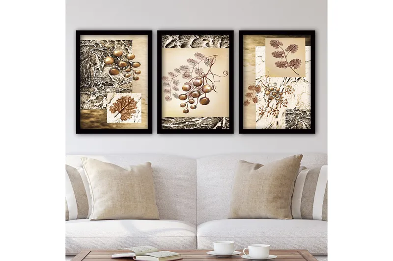 Koristeellinen Kehystetty Maalaus 3-os 35x45 cm, Monivärinen