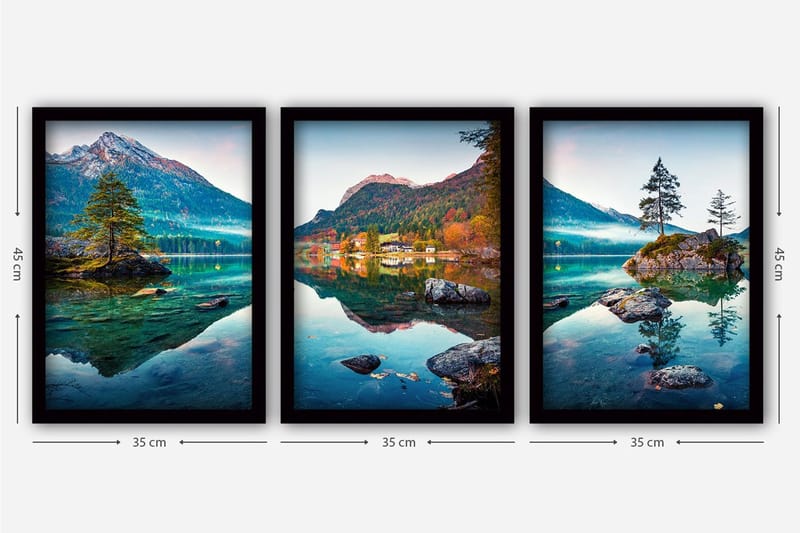 Koristeellinen Kehystetty Maalaus 3-os 35x45 cm - Monivärinen - Sisustustuotteet - Taulu & taide - Canvas-taulu